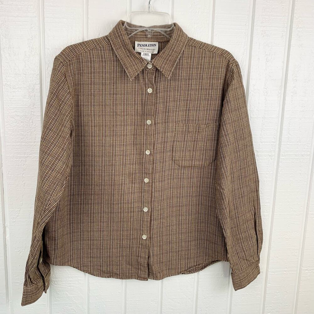 Pendleton Brown Checkered Button Down Shirt - image 5